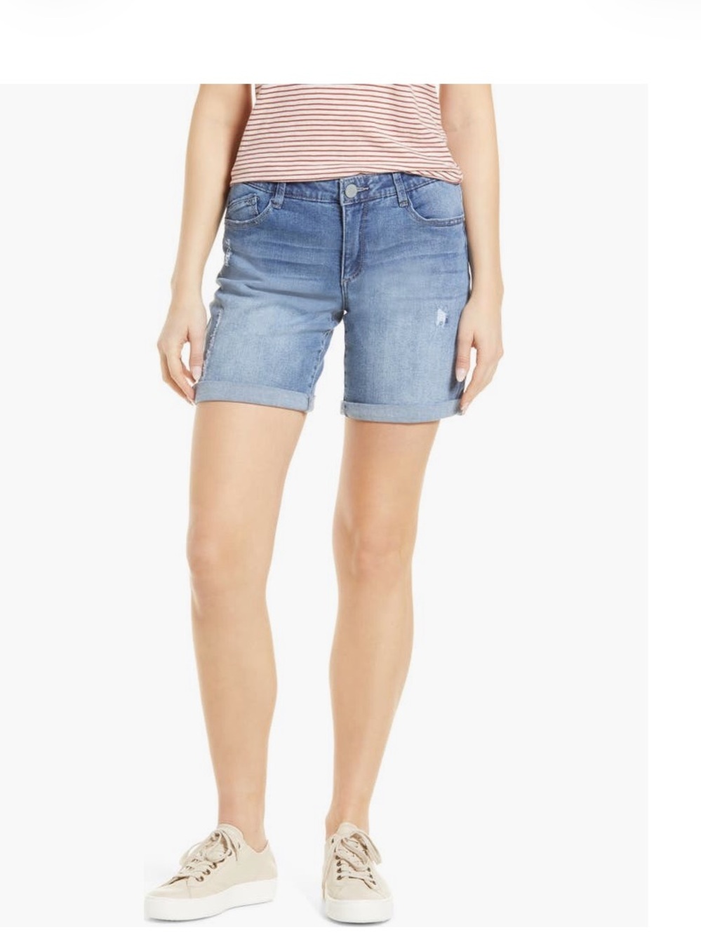 Wit & Wisdom Ab-Solution Cuffed Distressed Denim Shorts Size 8